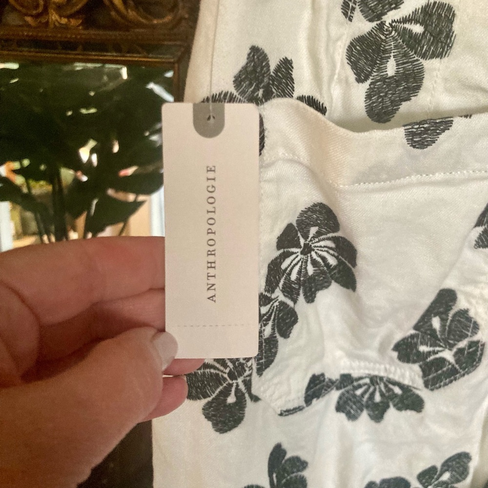 🆕 Anthropologie | Mauve The Colette Cropped Embroidered Floral Wide Leg Pants - Picture 10 of 16